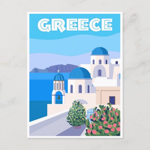 Vintage Travel Greece Santorini Athens Crete retro Postcard