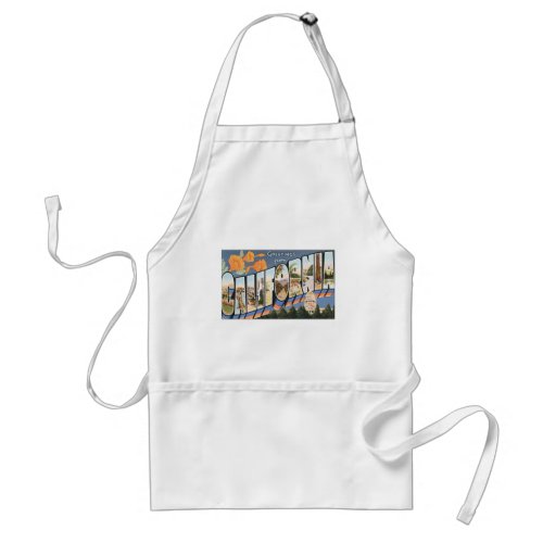 Vintage Travel Greetings from California Poppies Adult Apron