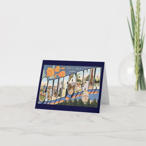Vintage Travel Greetings from California Poppies Card