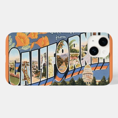 Vintage Travel Greetings from California Poppies Case_Mate iPhone 14 Case