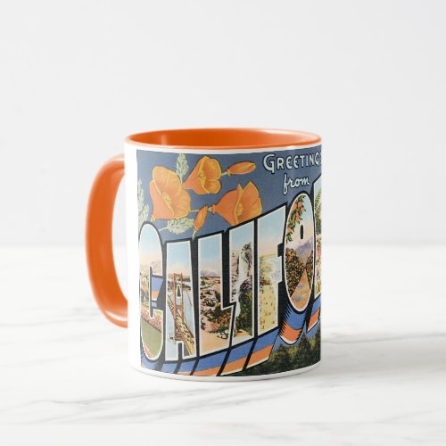 Vintage Travel Greetings from California Poppies Mug