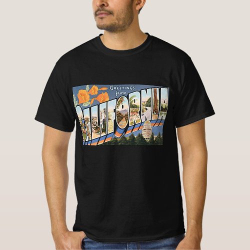 Vintage Travel Greetings from California Poppies T_Shirt