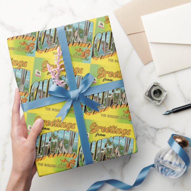 Vintage Travel Greetings from California Wrapping Paper (Gifting)
