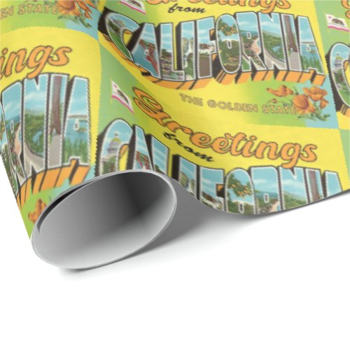 Vintage Travel Greetings from California Wrapping Paper