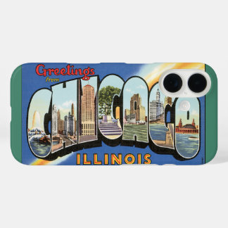 Vintage Travel, Greetings from Chicago Illinois iPhone 16 Case