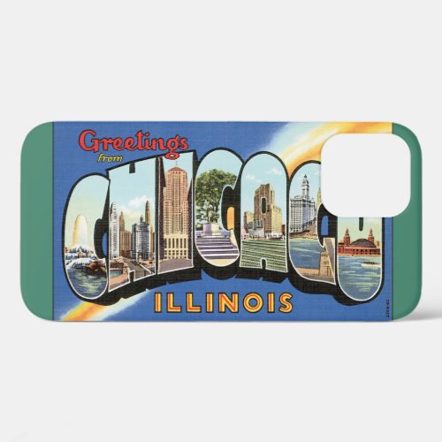 Vintage Travel Greetings from Chicago Illinois iPhone 12 Case