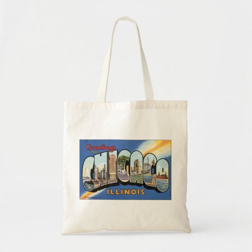 Vintage Travel Greetings from Chicago Illinois Tote Bag