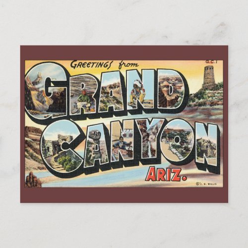 Vintage Travel Greetings from Grand Canyon Arizona Postcard