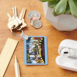 Vintage Travel Greetings from Hollywood California Keychain