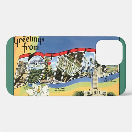 Vintage Travel Greetings From Louisiana Gulf iPhone 12 Case