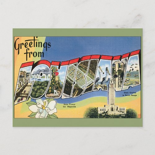 Vintage Travel Greetings From Louisiana Gulf Postcard