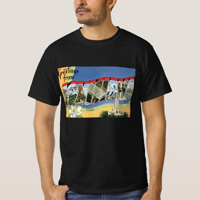 Vintage Travel, Greetings From Louisiana Gulf T-Shirt (Front)