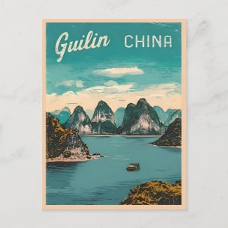 Vintage Travel Guilin China Landscape Retro Scenic