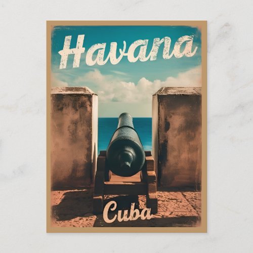 Vintage Travel Havana Cuba Retro Graphic Postcard