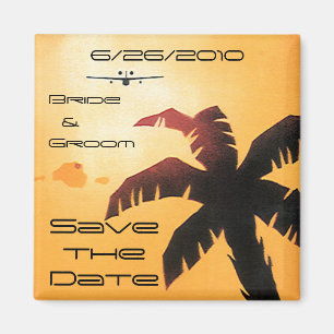 Vintage Travel, Hawaii Palm Tree Save the Date! Magnet