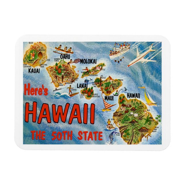 Vintage Travel Hawaii States Magnet (Horizontal)
