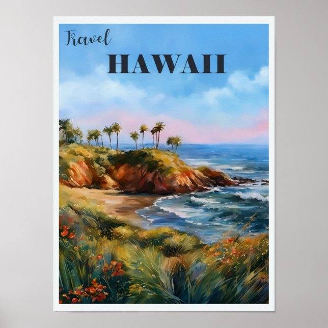 Vintage Travel Hawaii Tropical Paradise Poster (Front)