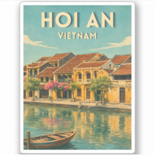 Vintage Travel Hoi An Vietnam Retro Graphic Sticker