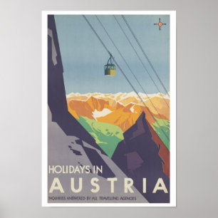 Vintage Travel Holidays in Austria Poster