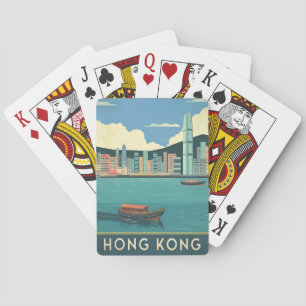 Vintage Travel Hong Kong China Retro Cityscape  Poker Cards