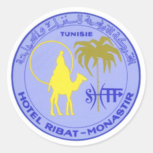 Vintage Travel Hotel Ribat in Monastir, Tunisia Classic Round Sticker