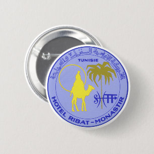 Vintage Travel Hotel Ribat in Monastir, Tunisia Pinback Button