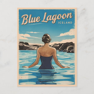 Vintage Travel Iceland Blue Lagoon Retro Scenic Postcard