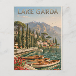 Vintage Travel Image of Lake Garda in Italy Holiday Postcard