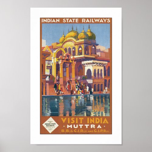 Vintage Travel India Poster Print