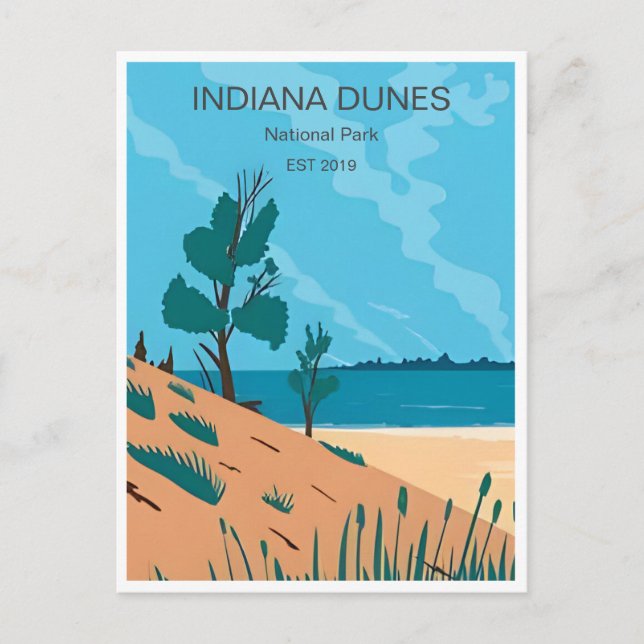 Vintage Travel Indiana Dunes National Park Postcard (Front)