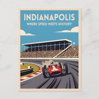 Vintage Travel Indianapolis Indiana Retro Racing
