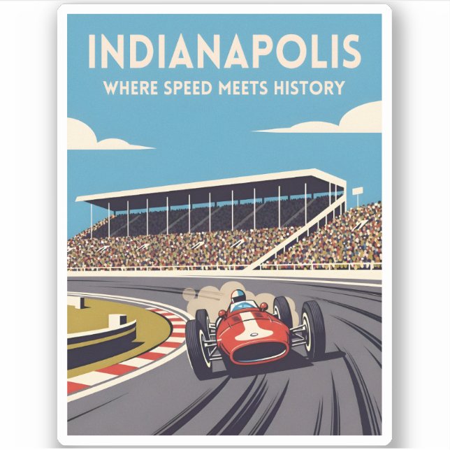 Vintage Travel Indianapolis Indiana Retro Racing Sticker (Front)