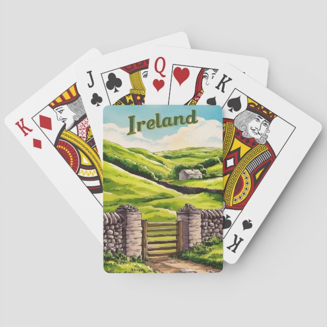 Vintage Travel Ireland Countryside Retro Scenic Poker Cards (Back)
