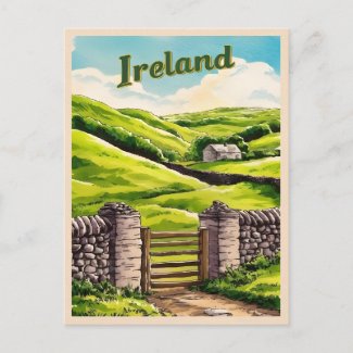 Vintage Travel Ireland Countryside Retro Scenic