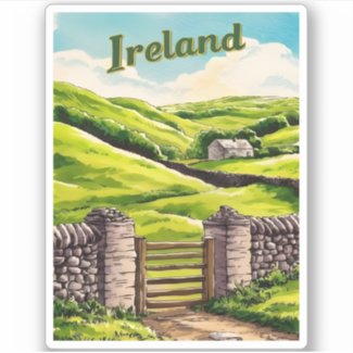 Vintage Travel Ireland Countryside Retro Scenic