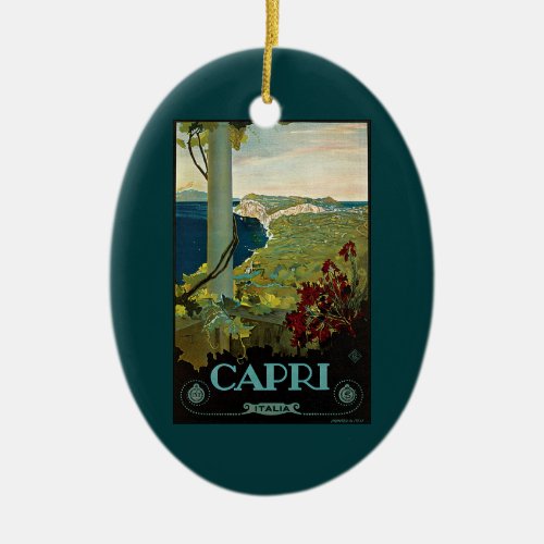 Vintage Travel Isle of Capri Italy Italia Coast Ceramic Ornament