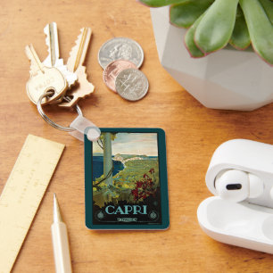 Vintage Travel, Isle of Capri, Italy Italia Coast Keychain