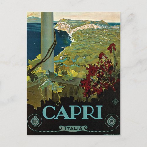 Vintage Travel Isle of Capri Italy Italia Coast Postcard