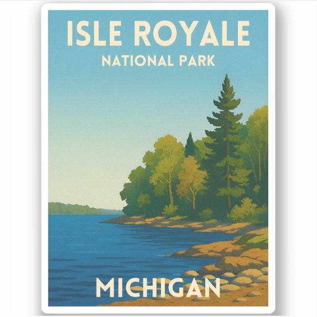 Vintage Travel Isle Royale National Park Michigan Sticker (Front)