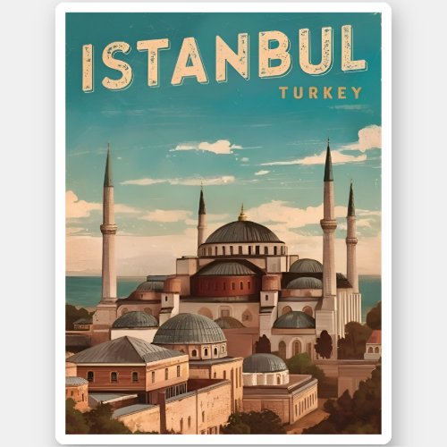 Vintage Travel Istanbul Turkey Retro Scenic Sticker