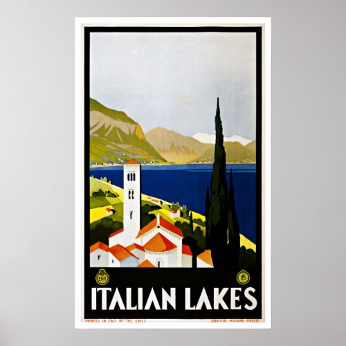 Vintage Travel Italian Lakes Italy Poster