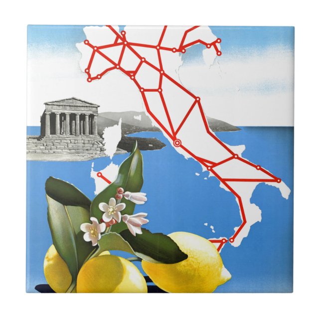 Vintage Travel Italy Ceramic Tile (Front)
