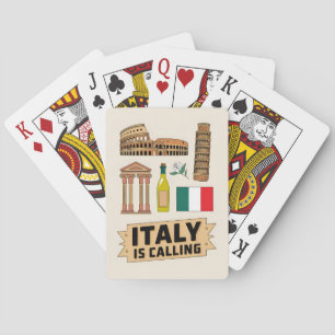 Vintage Travel Italy Iconic National Symbols Retro Poker Cards