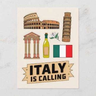 Vintage Travel Italy Iconic National Symbols Retro