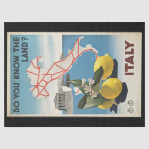 Vintage Travel Italy Map with Lemons Tissue Paper