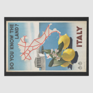 Vintage Travel Italy Map with Lemons Tissue Paper