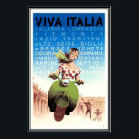 Vintage travel Italy - Poster<br><div class="desc">Italy, officially the Italian Republic, is a unitary parliamentary republic in Southern Europe. To the north, it borders France, Switzerland, Austria, and Slovenia along the Alps. To the south, it consists of the entirety of the Italian Peninsula, Sicily, Sardinia–the two largest islands in the Mediterranean Sea–and many other smaller islands....</div>
