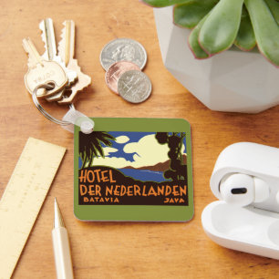 Vintage Travel Jakarta Indonesia Hotel Nederlanden Keychain