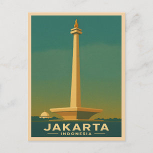 Vintage Travel Jakarta Indonesia Retro Graphic Postcard
