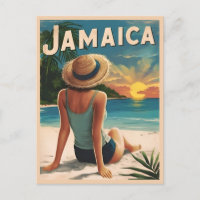 Vintage Travel Jamaica Tropical Beach Retro Scenic